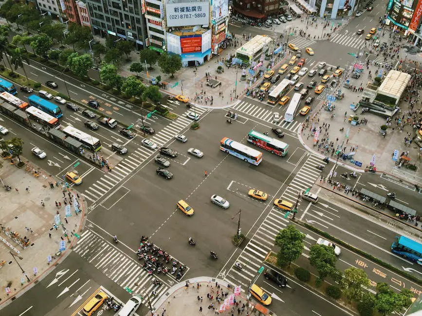 Image depicting autonomous vehicles navigating a city road